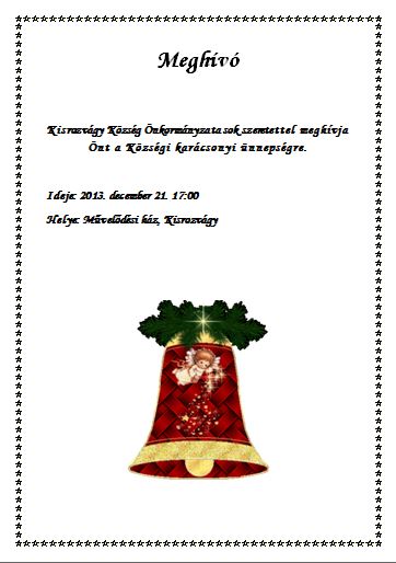 Községi Karácsonyi Ünnepség Kisrozvágyon