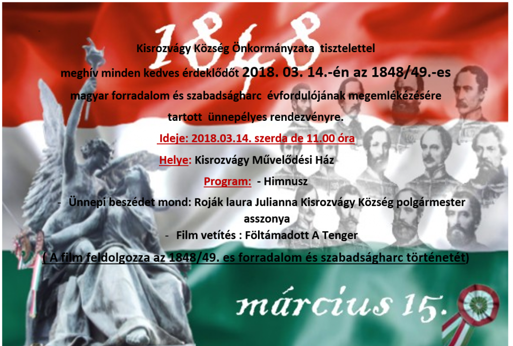 Március 15.-i megemlékezés Kisrozvágyon