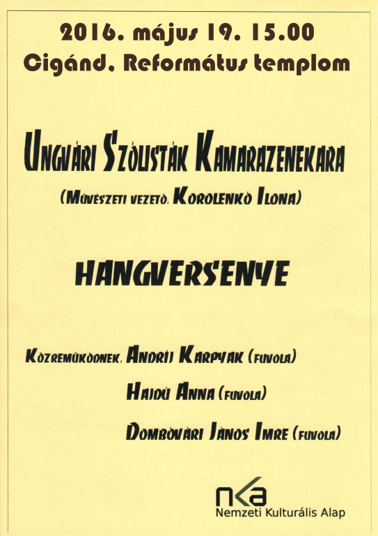 Hangverseny a cigándi Református templomban