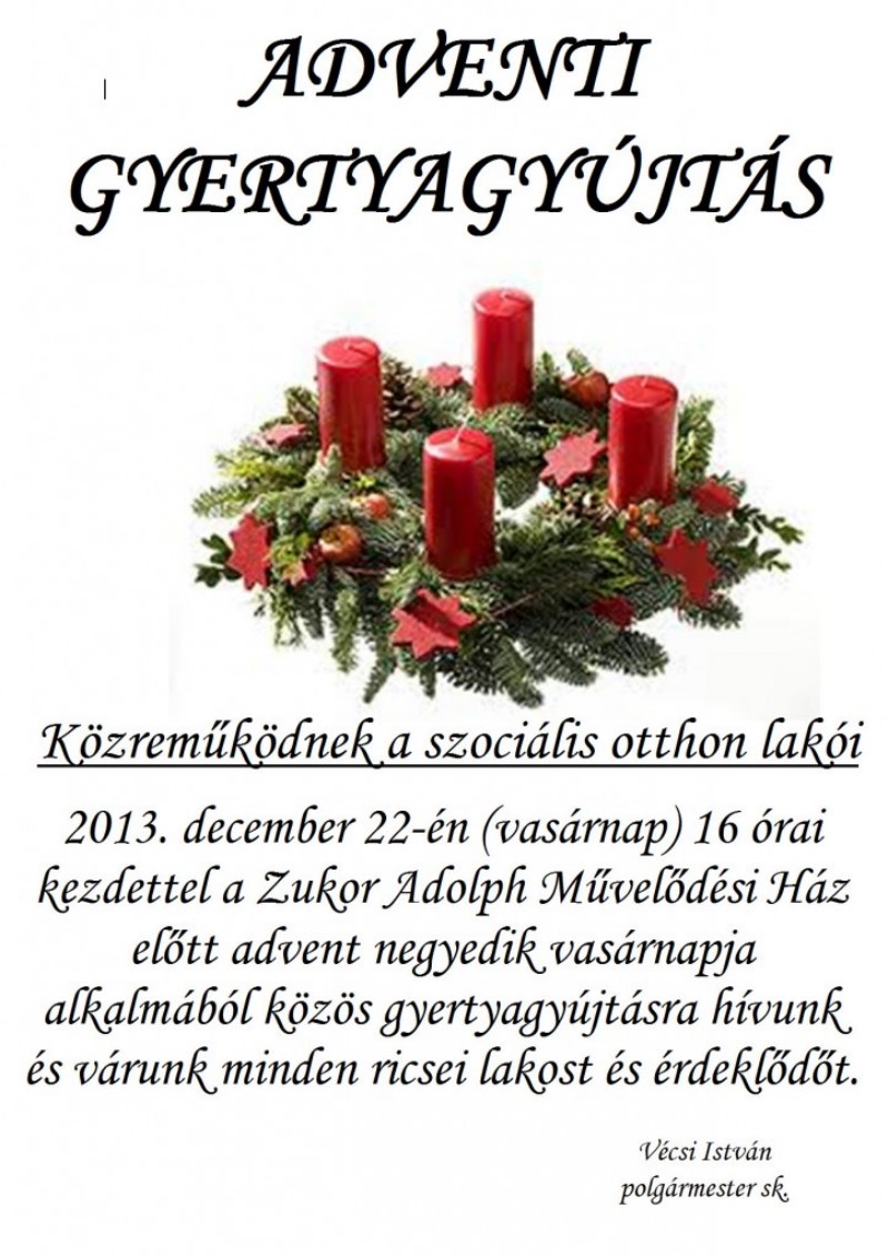 ADVENT NEGYEDIK GYERTYAGYÚJTÁ