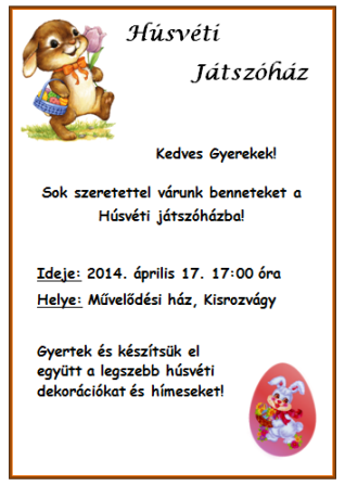 Húsvéti Játszóház Kisrozvágyon