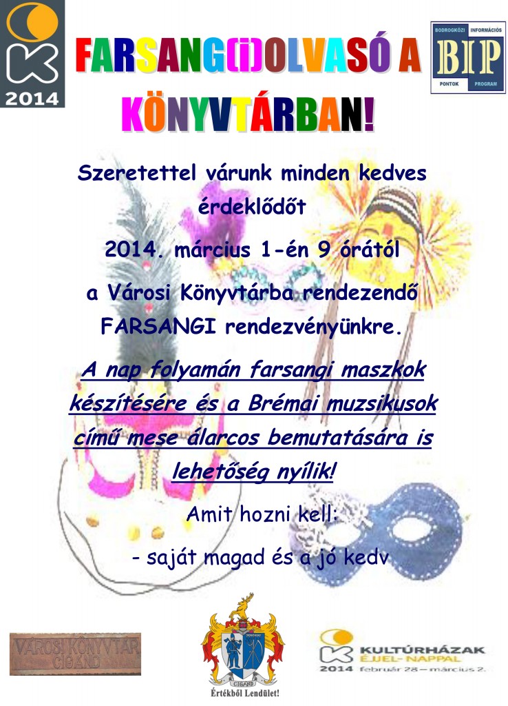 Farsang(i)olvasó a Városi Könyvtában
