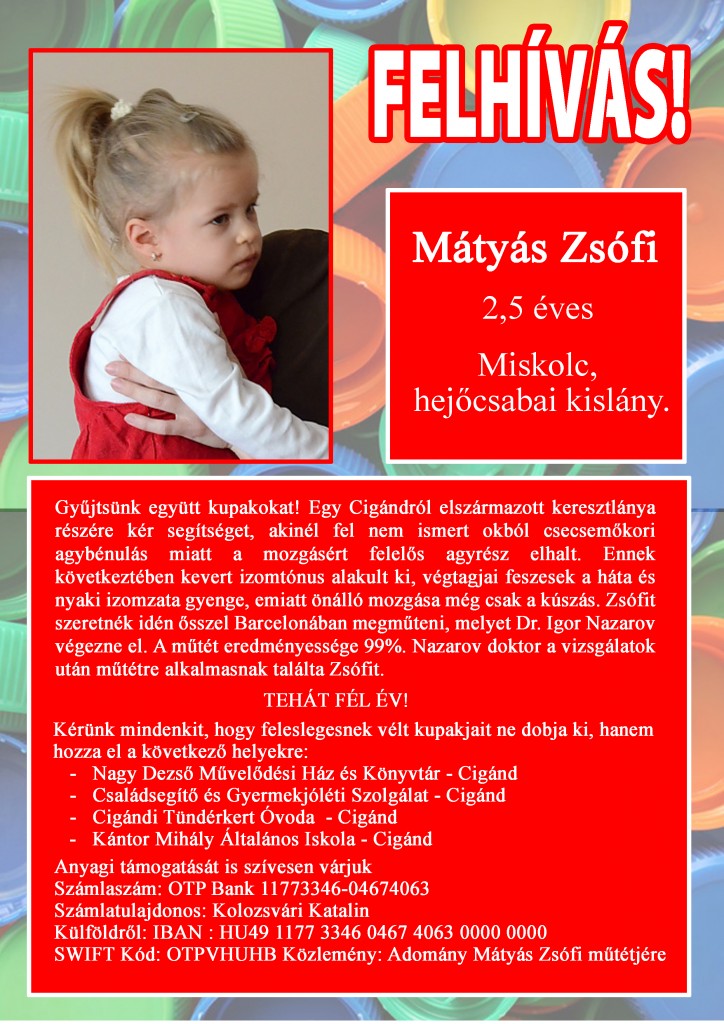Kupakgyűjtés Zsófinak!