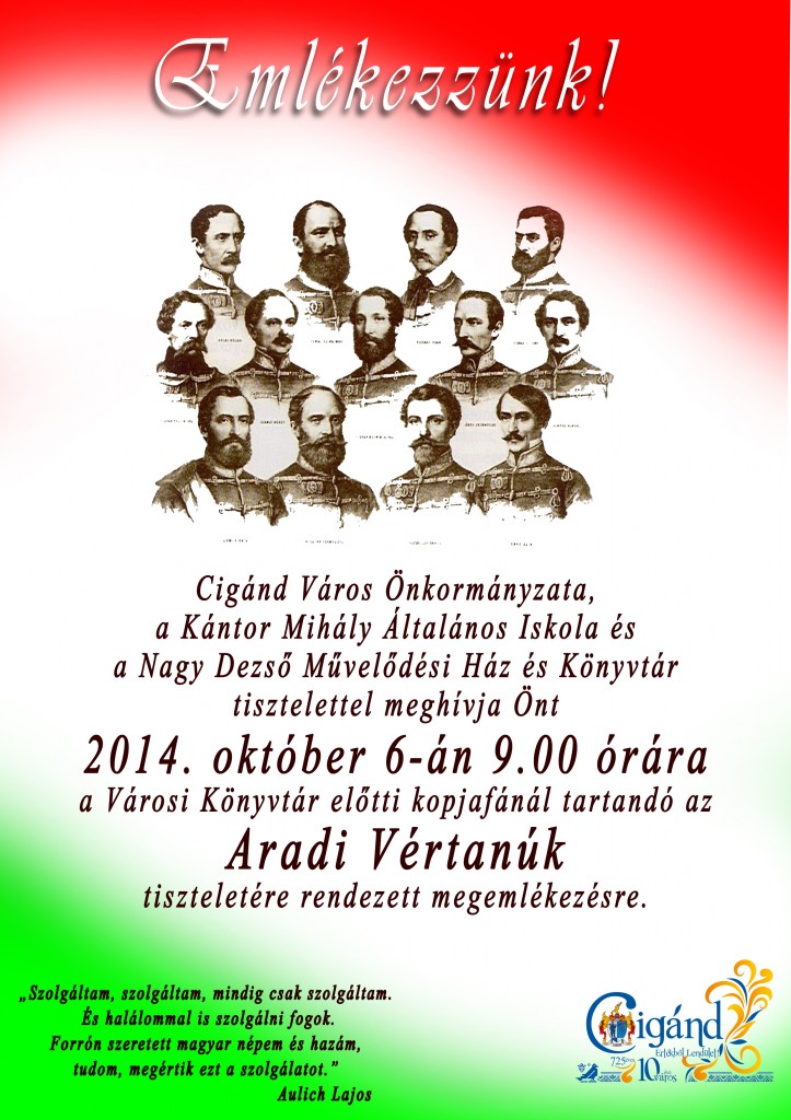 Emlékezzünk együtt az aradi vértanúkra!