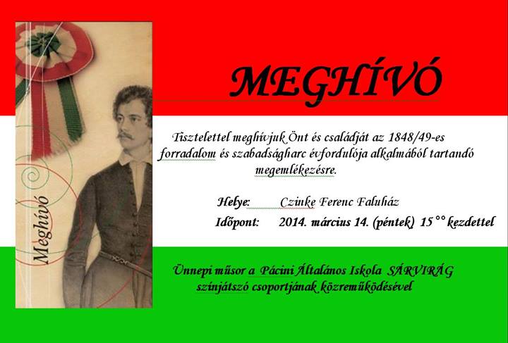 1848-49-es Forradalomra és Szabadságharcra Emlékeznek Pácinban