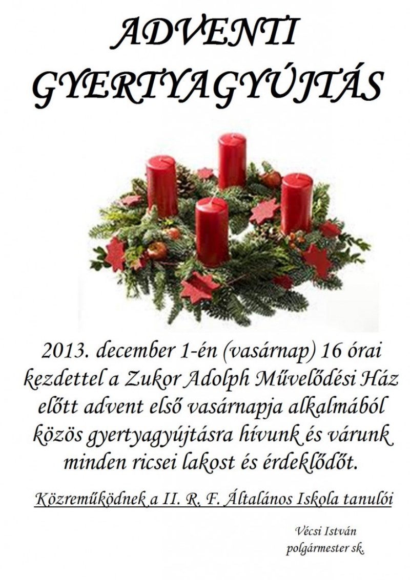 ADVENTI ELSŐ GYERTYAGYÚJTÁS