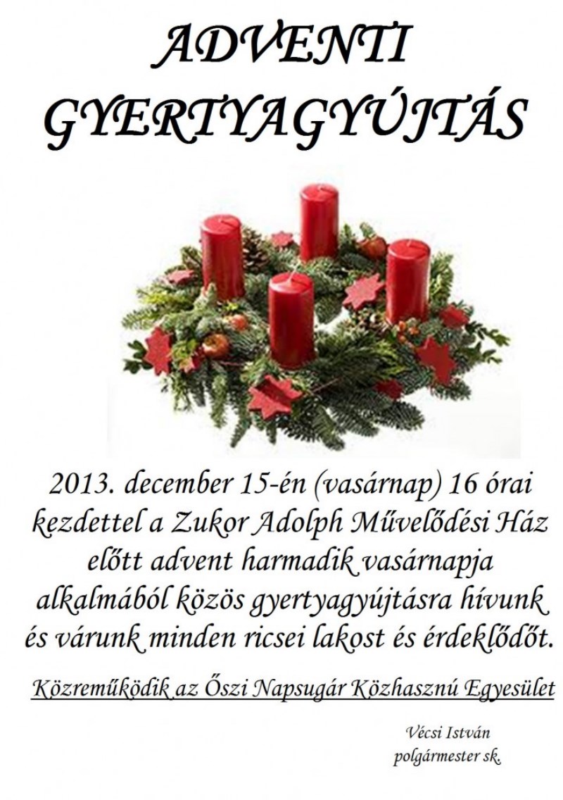 ADVENT HARMADIK GYERTYAGYÚJTÁS