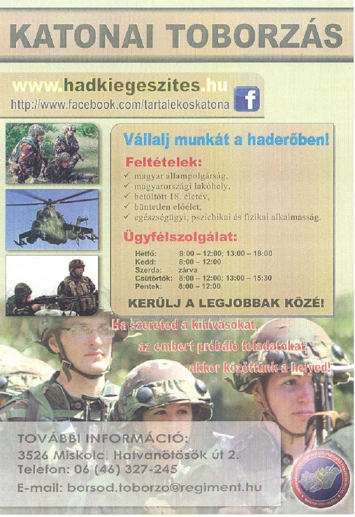 Vállalj munkát a haderőben!