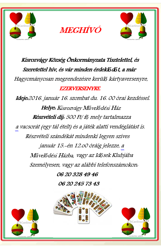 Meghívás a Kisrozvágyi kártyaversenyre