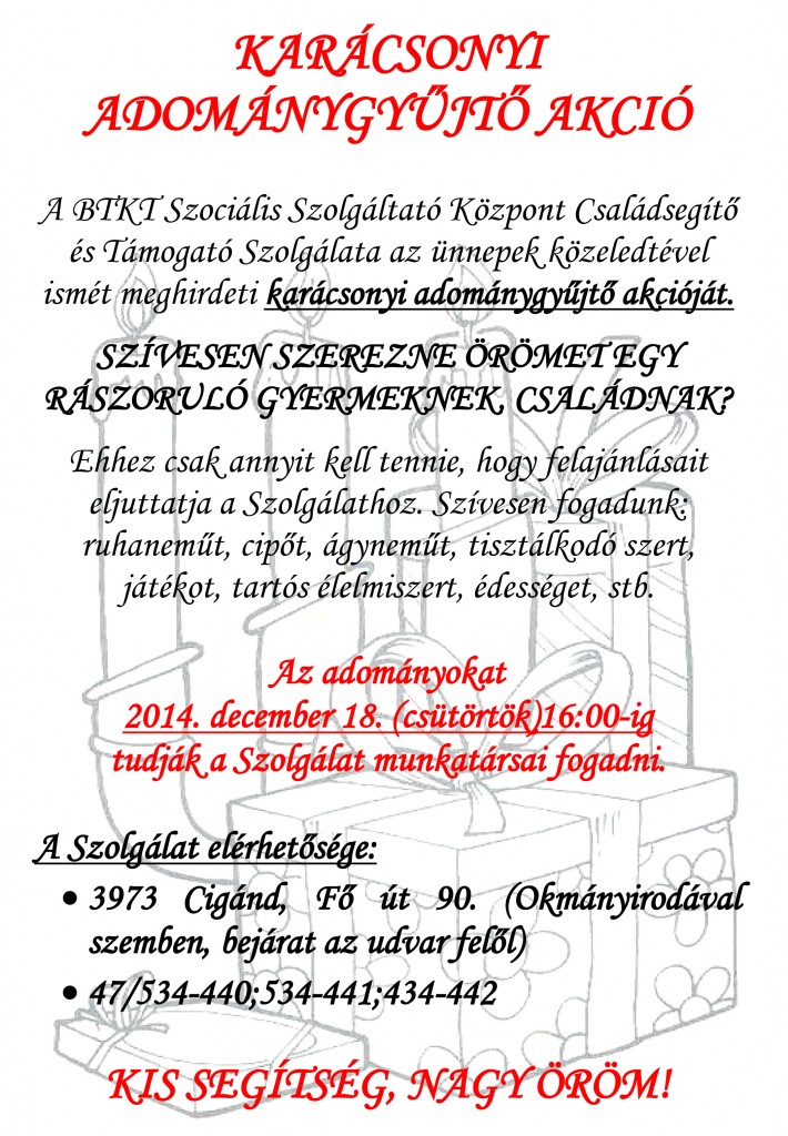 Karácsonyi adománygyűjtő akció
