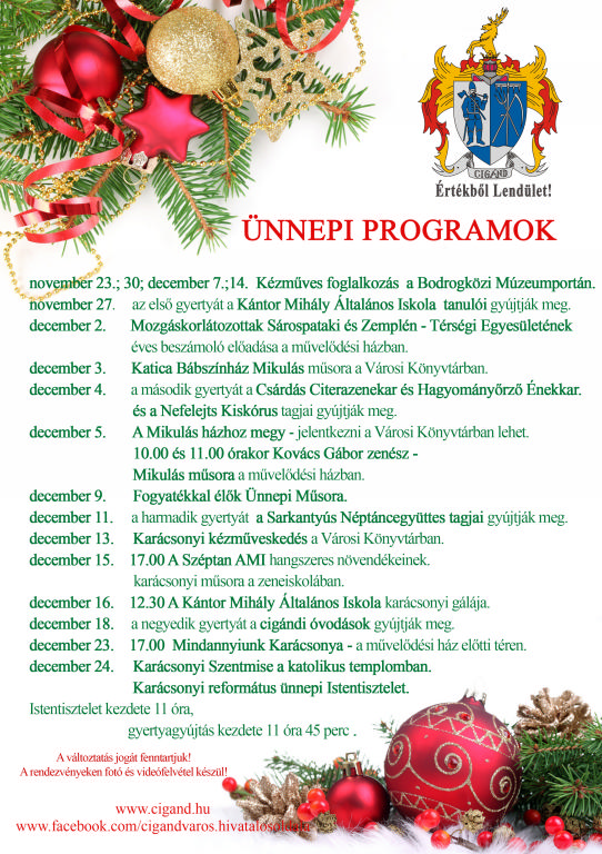 2016_cigánd_Ünnepi programok 2016 karácsony